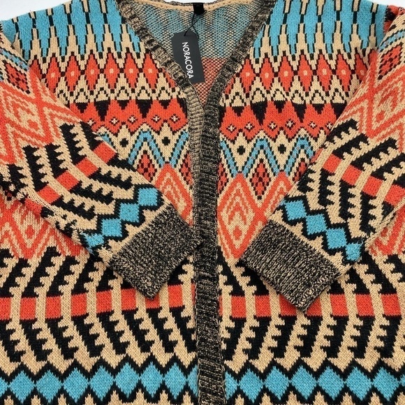 Noracora‎ Open Cardigan Women Size Small Knitting Cardigan Wool Aztec Tribal - Picture 10 of 13